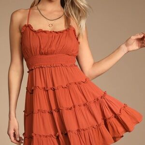 Women's Ruffled Terracotta Dress
